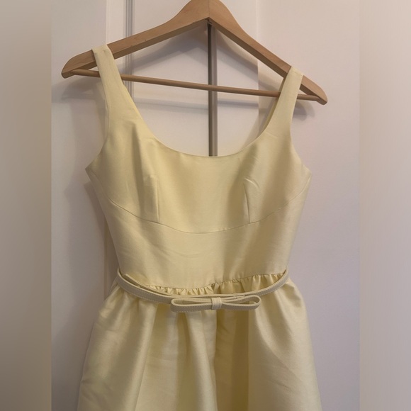 NEW Self-Portrait Light Yellow Taffeta Midi Belted Dress | size UK 6 / US 2 - Picture 6 of 12